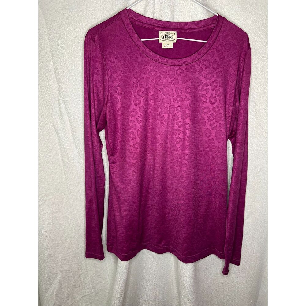 Vintage Ariat Long sleeve Slinky Tee; Cheetah Print, Large